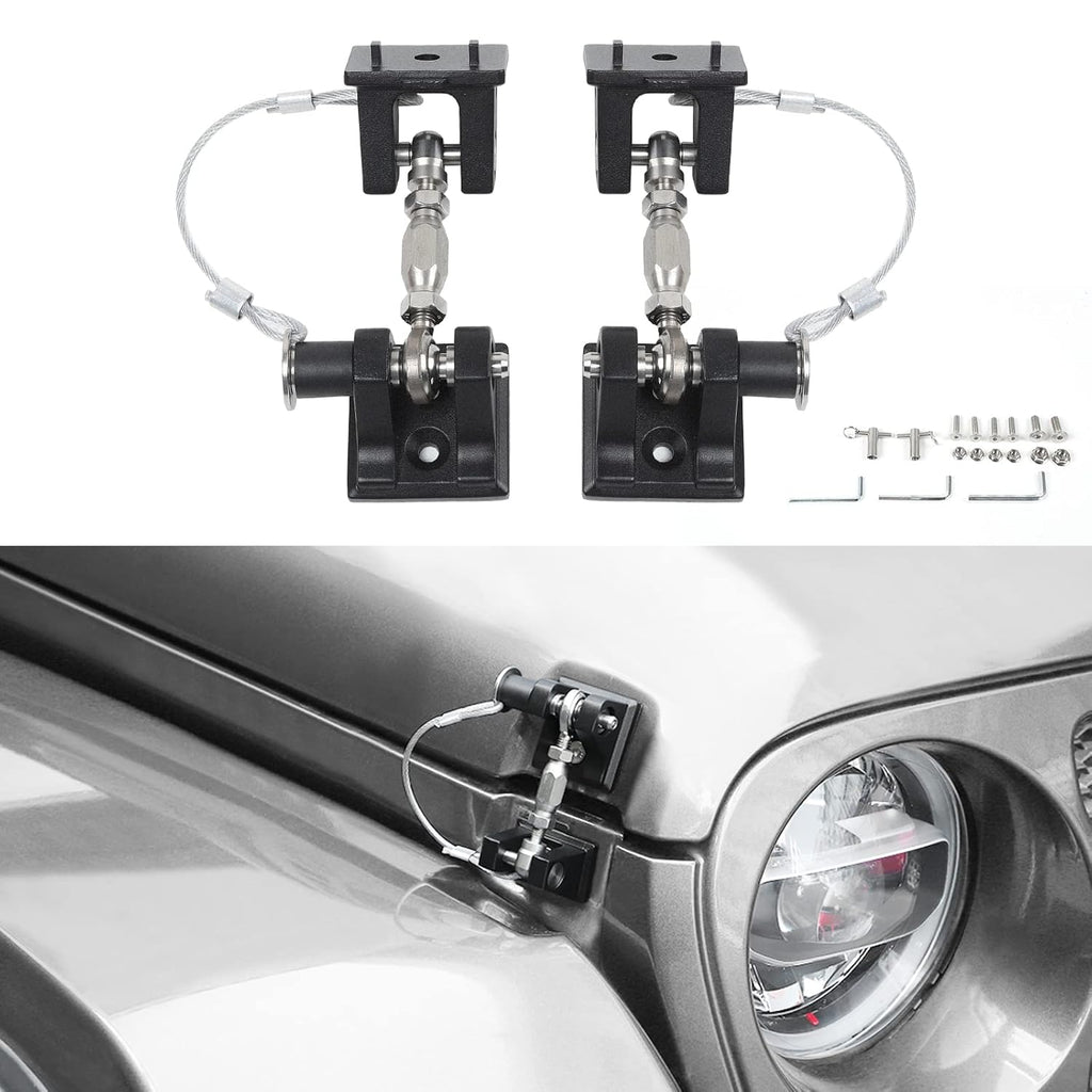 Hood Latches for Jeep Wrangler, Locking Hood Catch Kit Aluminum Alloy, Black, Pack of 2 I937744