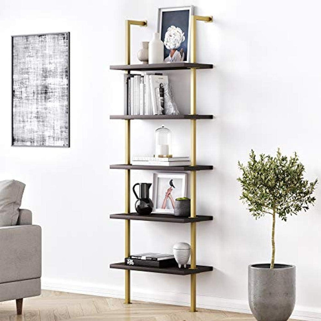 White 3-Shelf Wall Mount Bookshelf with Metal Frame L350