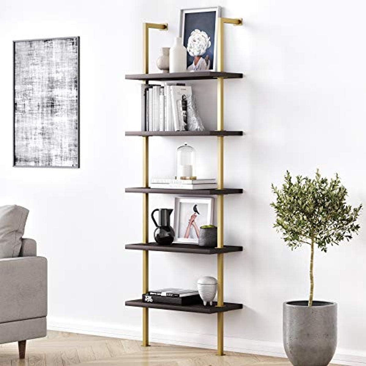 White 3-Shelf Wall Mount Bookshelf with Metal Frame L350