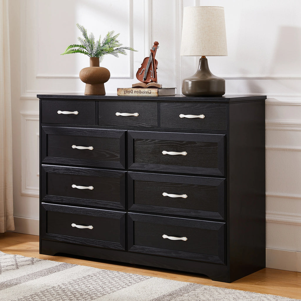 Black 9 Drawer Wood Dresser B617840