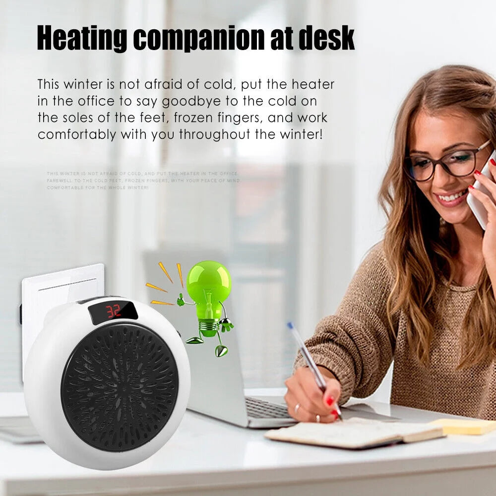 900W Plug in Electric Heater Fan with Remote Timer Q36380