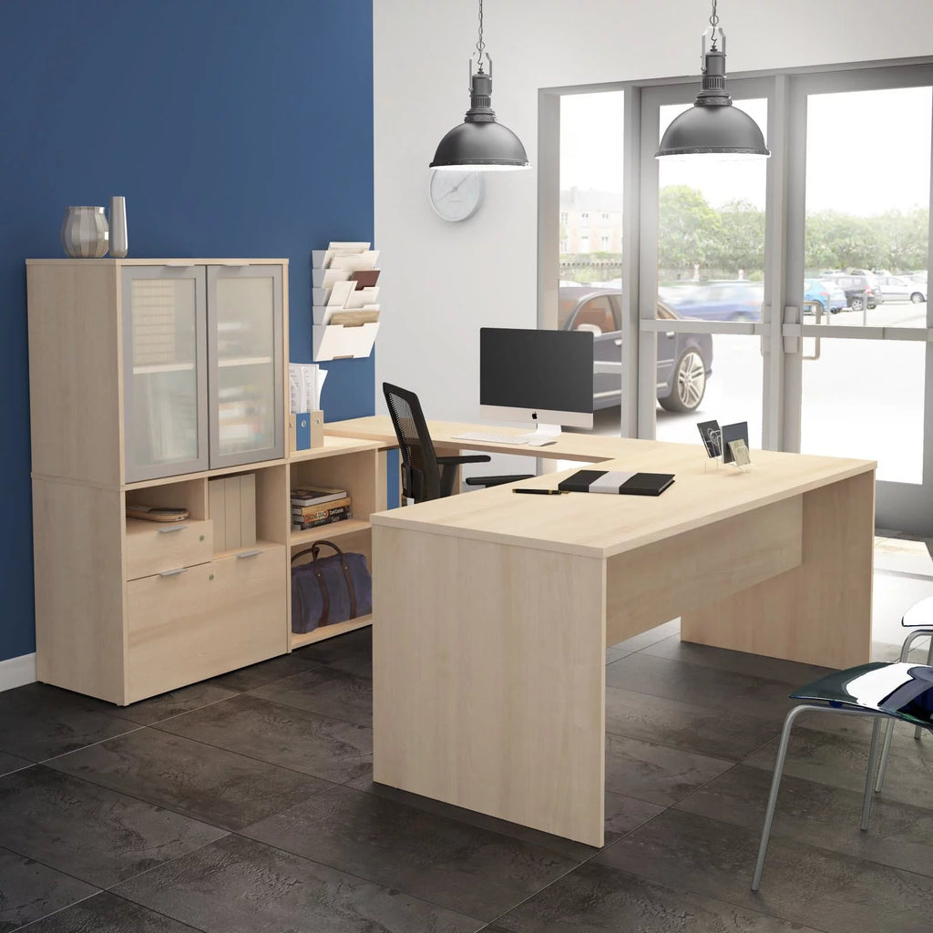 U Shape Computer Desk with Hutch P889