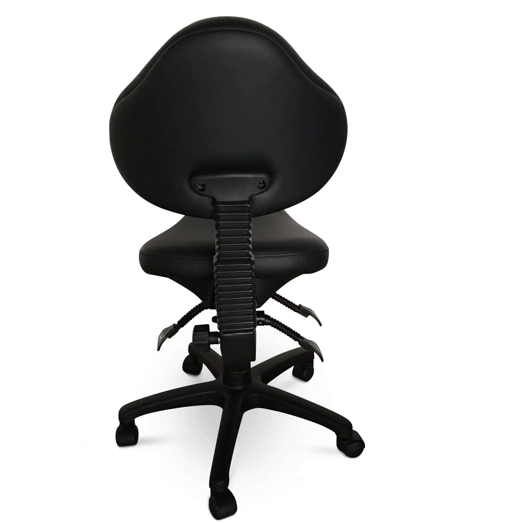 Rolling Saddle Stool with Adjustable Height and Backrest O46989