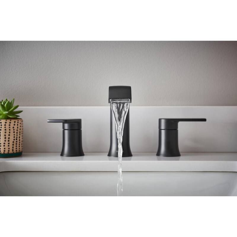 8 in. Widespread Double Handle Bathroom Faucet with Drain in Matte Black 2-Pack S647232