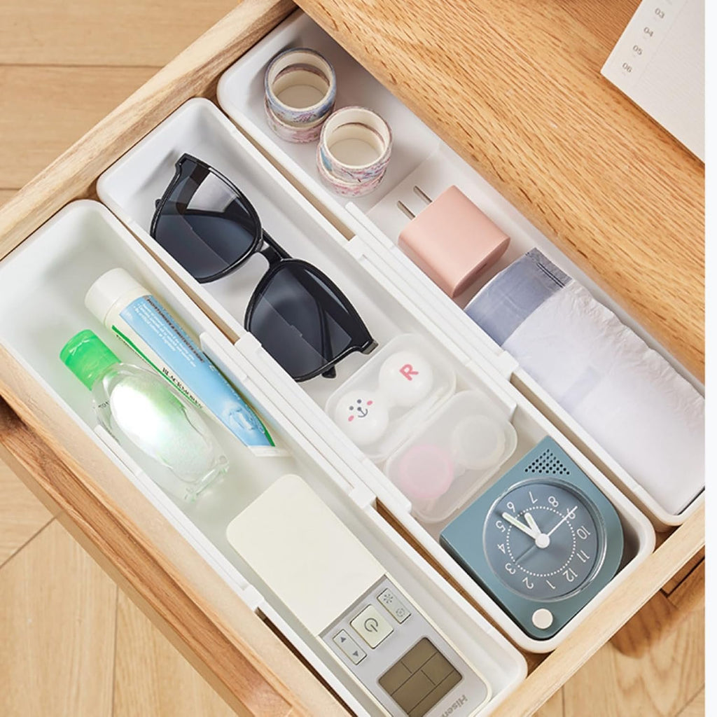 White 4pack Expandable Drawer Organizer Trays X58860