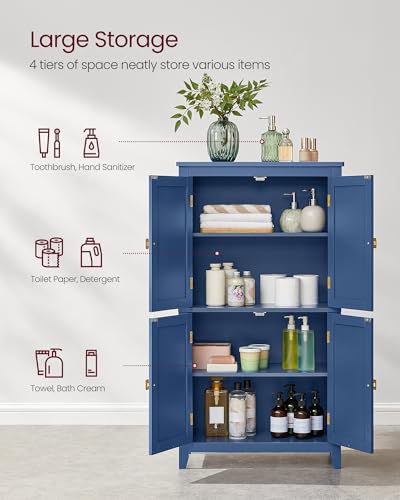 Forest Green 4 Door Freestanding Bathroom Storage Cabinet with Adjustable Shelves E5808