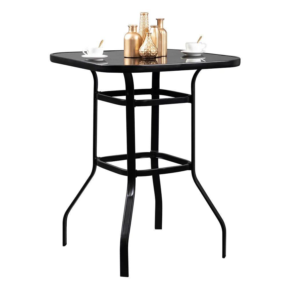 31"x 31" x 40" Black Wrought Iron Glass Bar Table E42680