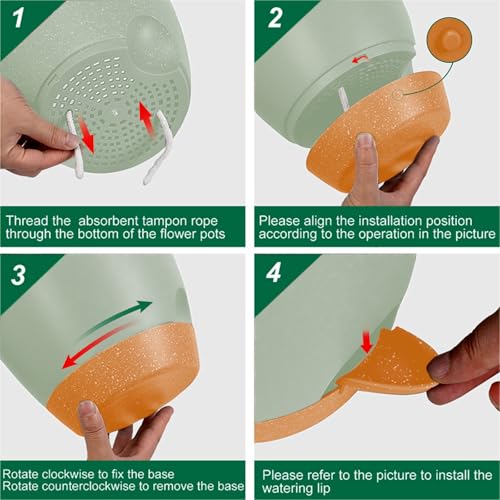8/7/6.5/6/5.5/5 Inch White Self Watering Plastic Planters B36043