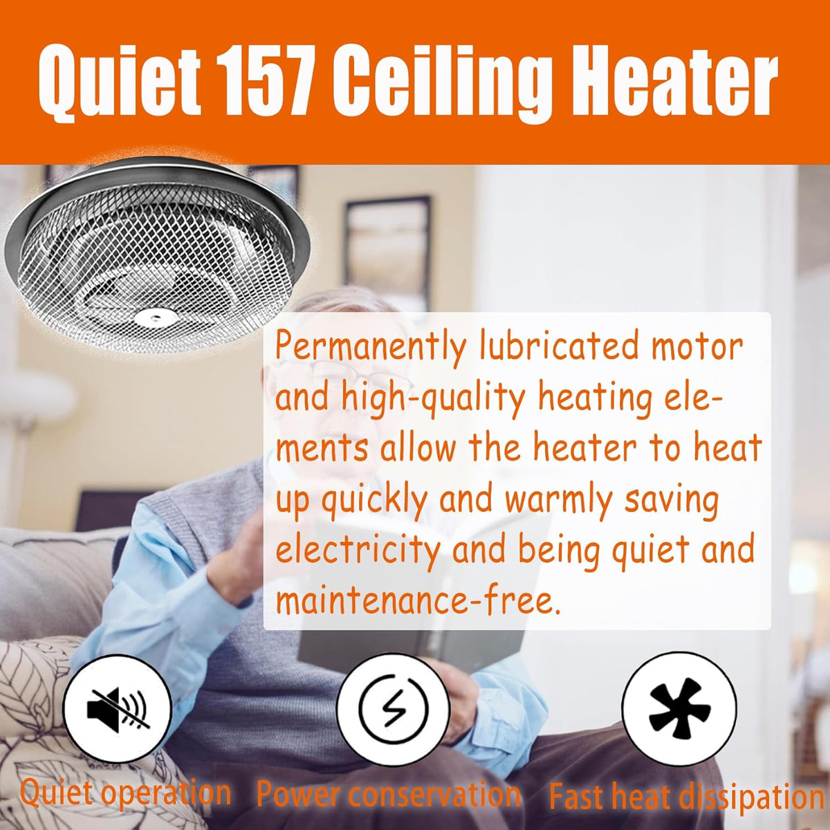 Bathroom Ceiling Heater, 1250W Instant Heat Q148178