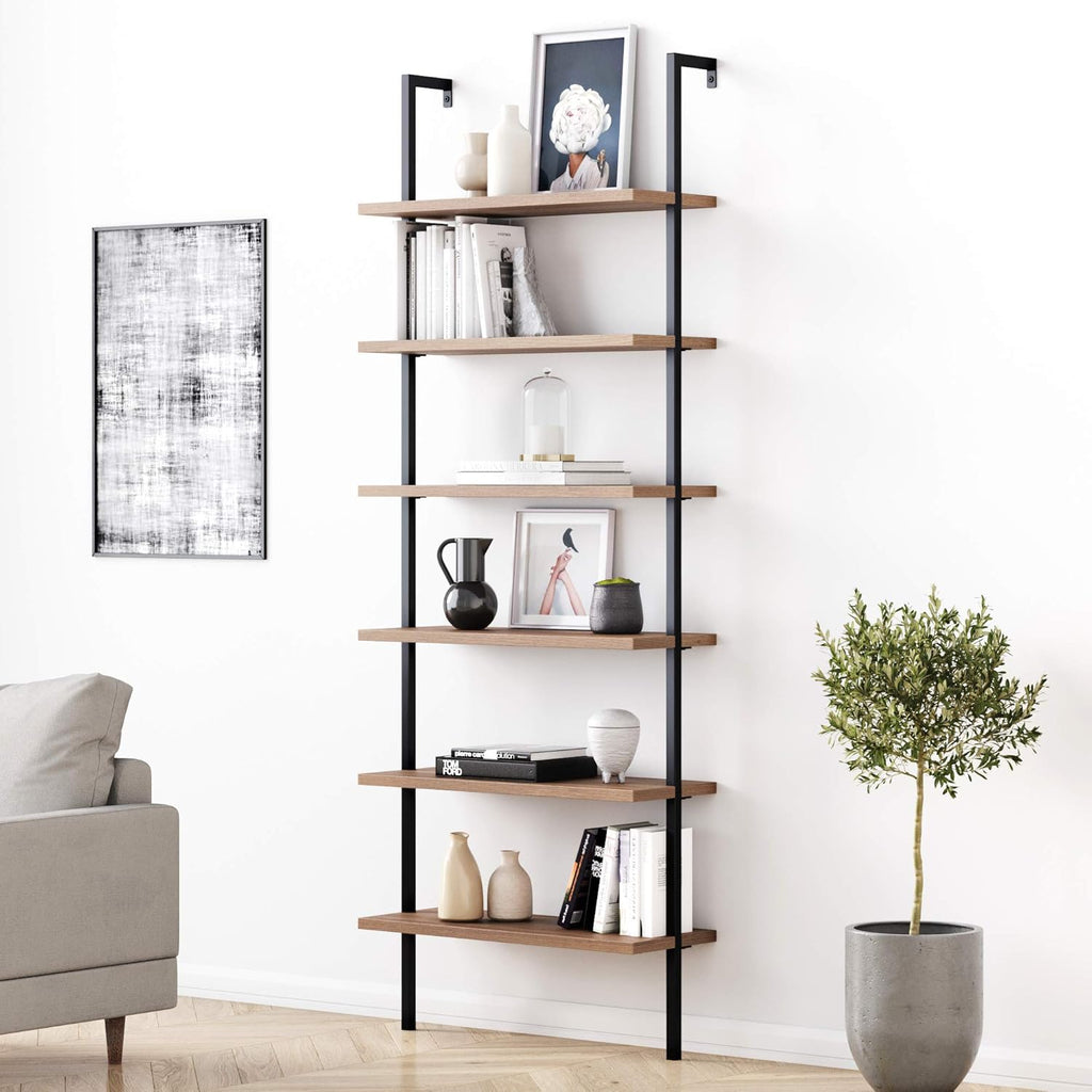 White 3-Shelf Wall Mount Bookshelf with Metal Frame L350
