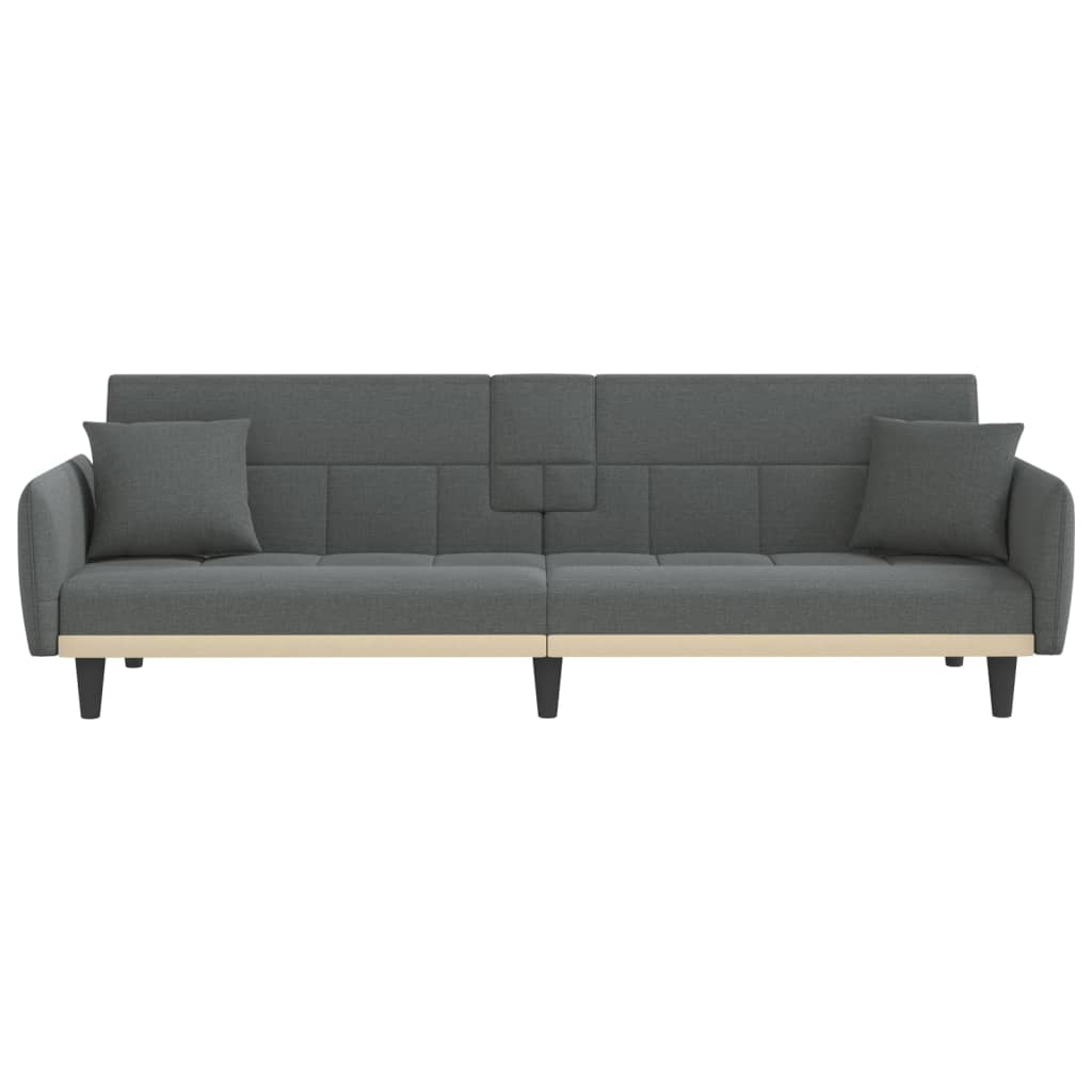 Dark Gray Fabric Sofa Bed with Cup Holders L2095