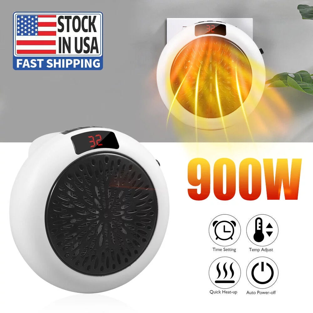 900W Plug in Electric Heater Fan with Remote Timer Q36380