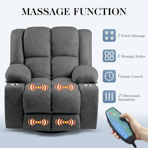 Oversized Power Lift Recliner Chair with Massage, Dark Grey S4706