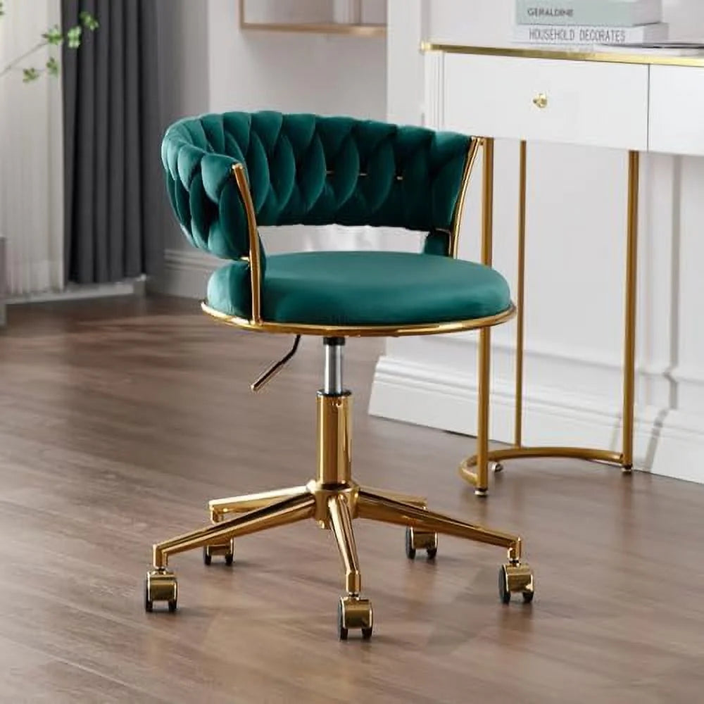 Dark Blue Velvet Desk Chair with Wheels G452443