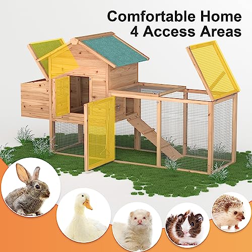 Wooden Chicken Coop with Nesting Box and Ramp F93035
