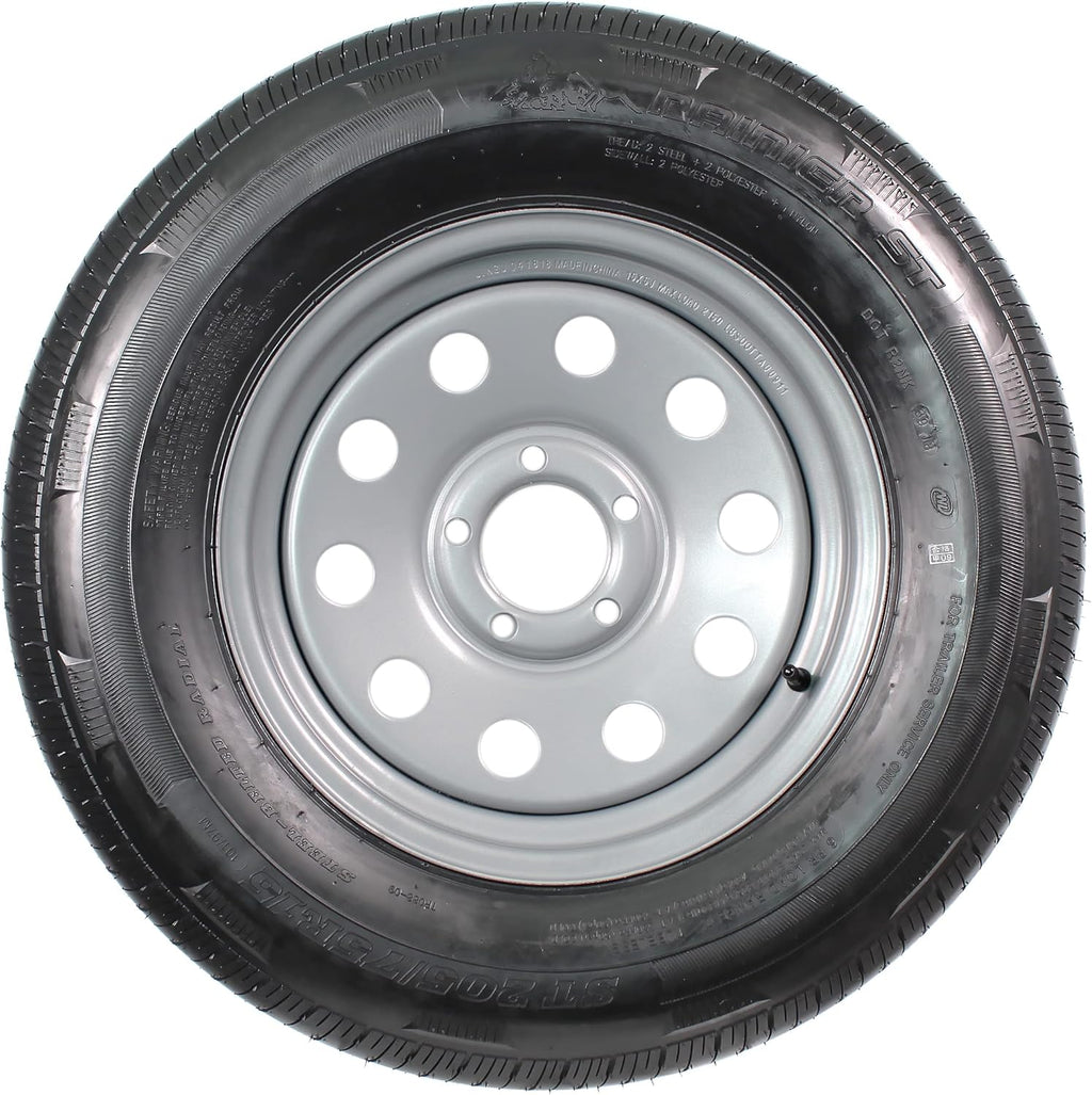 Gray Modular Trailer Tire On Rim ST205/75R15 5 Lug Wheel O2343