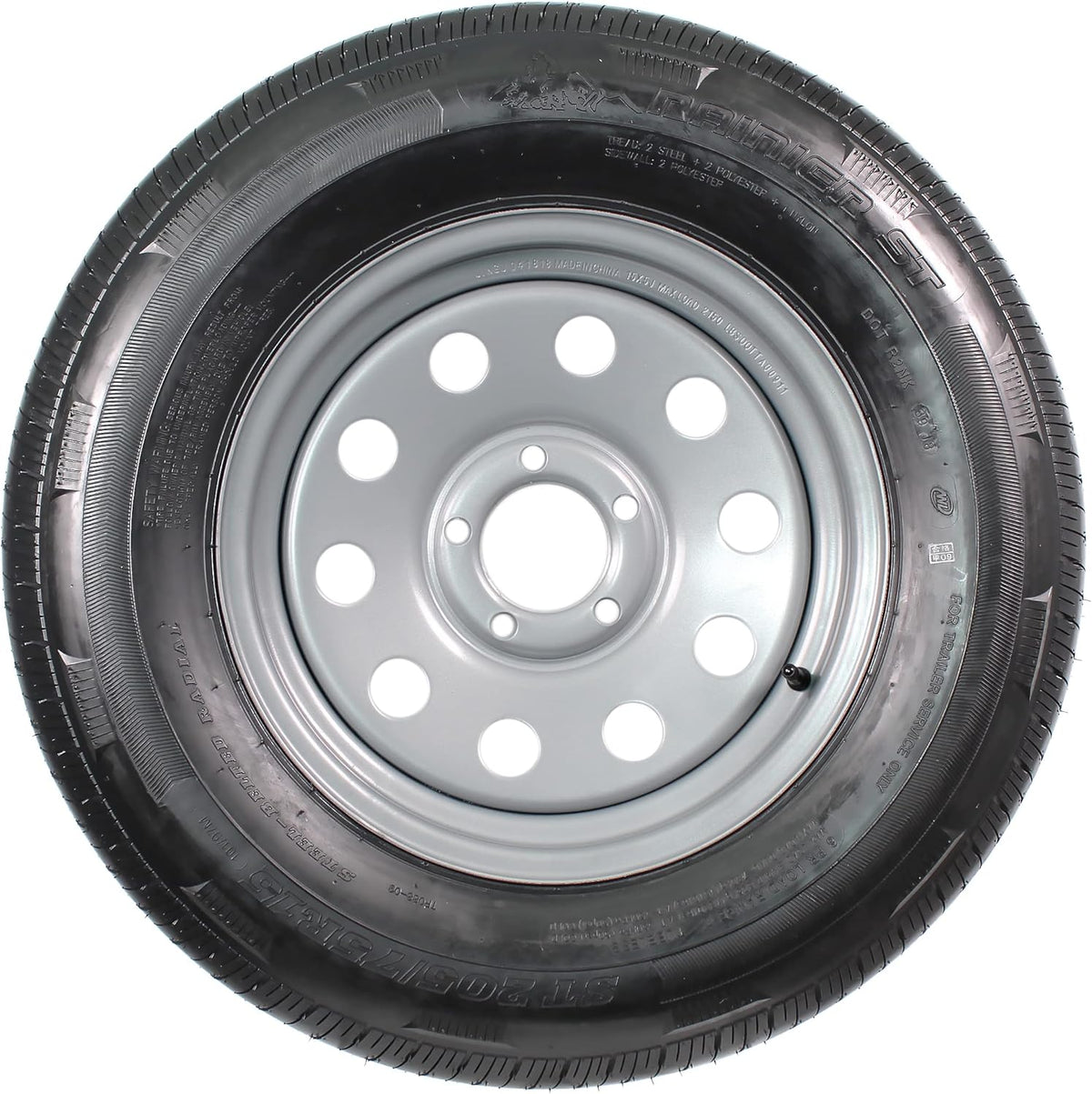 Gray Modular Trailer Tire On Rim ST205/75R15 5 Lug Wheel O2343
