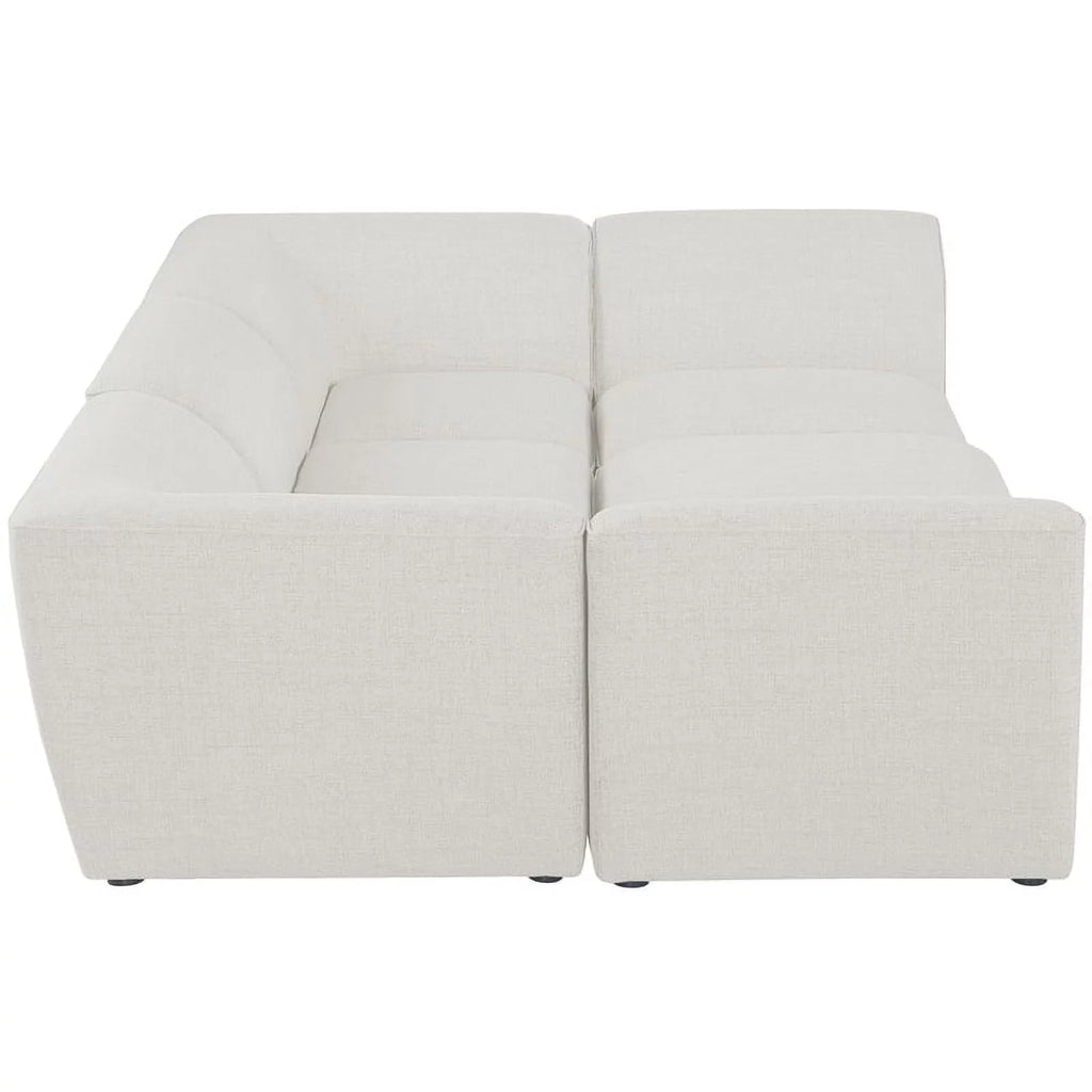 Cream Linen Textured Modular Sectional W72046
