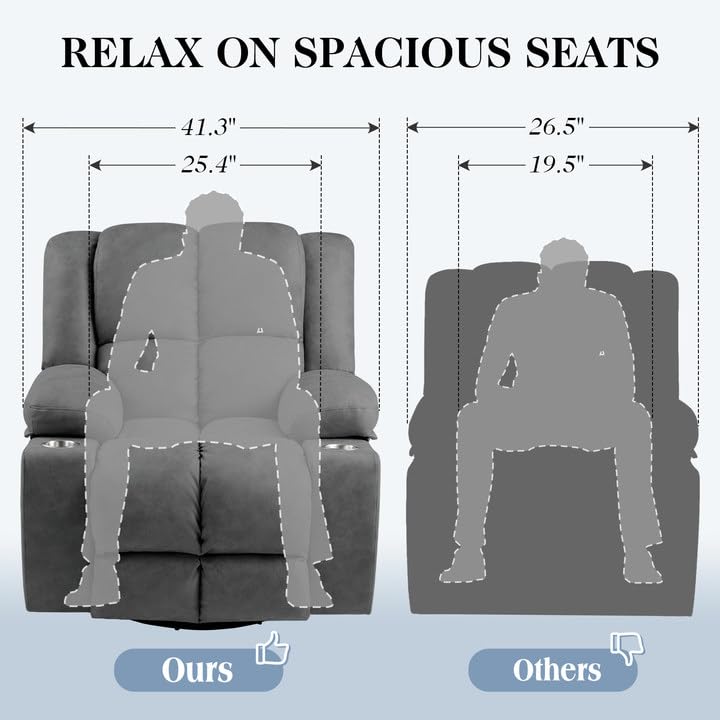 Oversized Power Lift Recliner Chair with Massage, Dark Grey S4706
