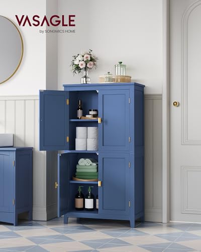 Forest Green 4 Door Freestanding Bathroom Storage Cabinet with Adjustable Shelves E5808