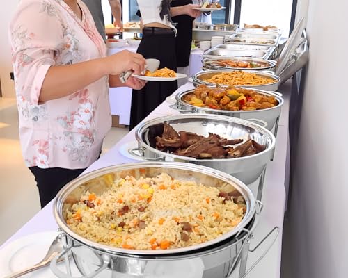 2 Pack Gold 5 Qt Chafing Dish Buffet Set with Glass Lid P84206