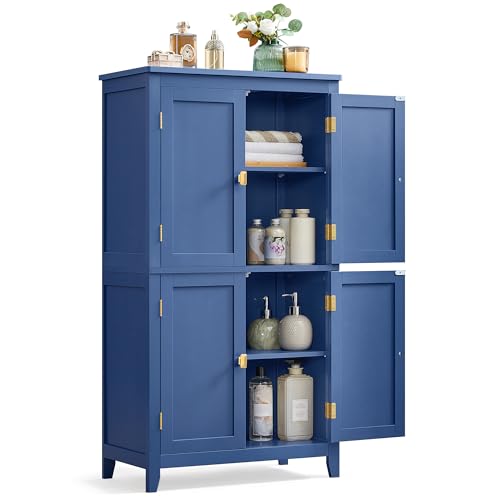Forest Green 4 Door Freestanding Bathroom Storage Cabinet with Adjustable Shelves E5808