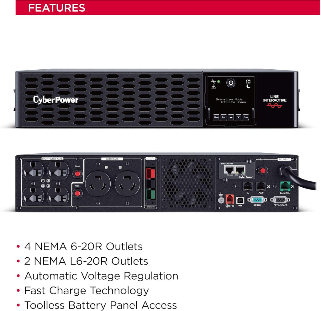 2200VA/2200W 6 Outlets 2U Rack/Tower UPS System E9584