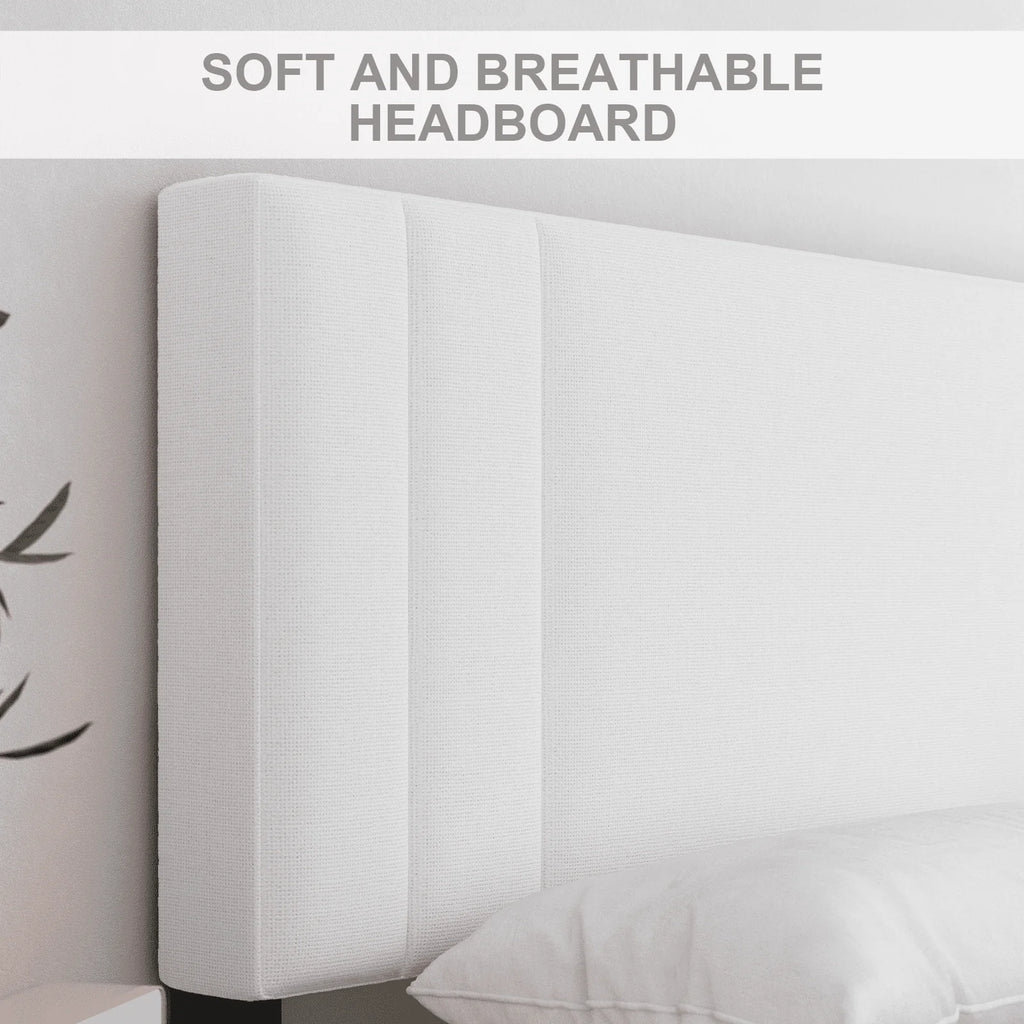 Full Size Platform Bed Frame with Fabric Upholstered Headboard V78753