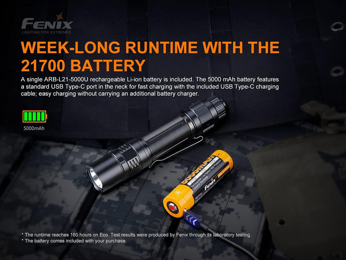 Tactical Flashlight with 5000mAh USB-C Rechargeable Battery A967305