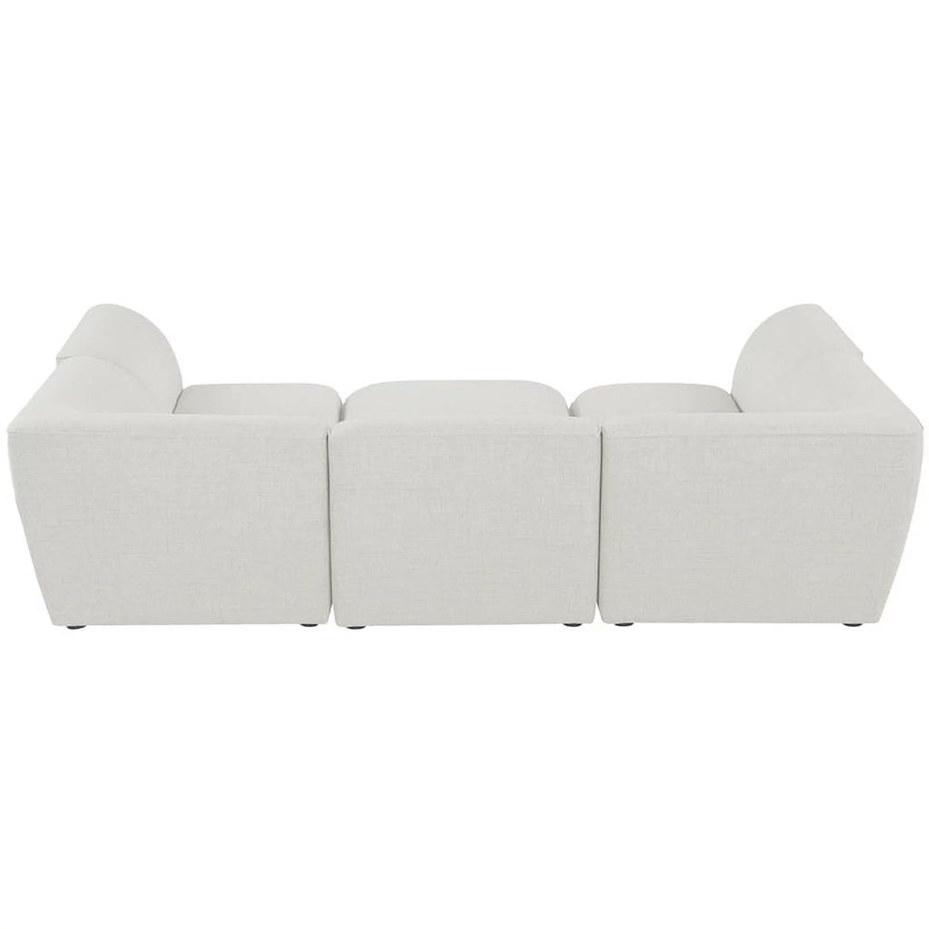 Cream Linen Textured Modular Sectional W72046