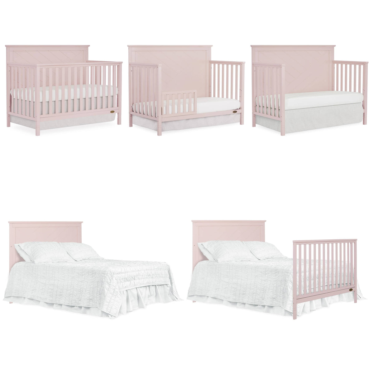 Blush Pink 5 in 1 Convertible Crib A481598