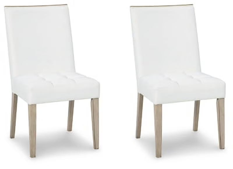 White & Beige Upholstered Side Chair, 2 Count C95509