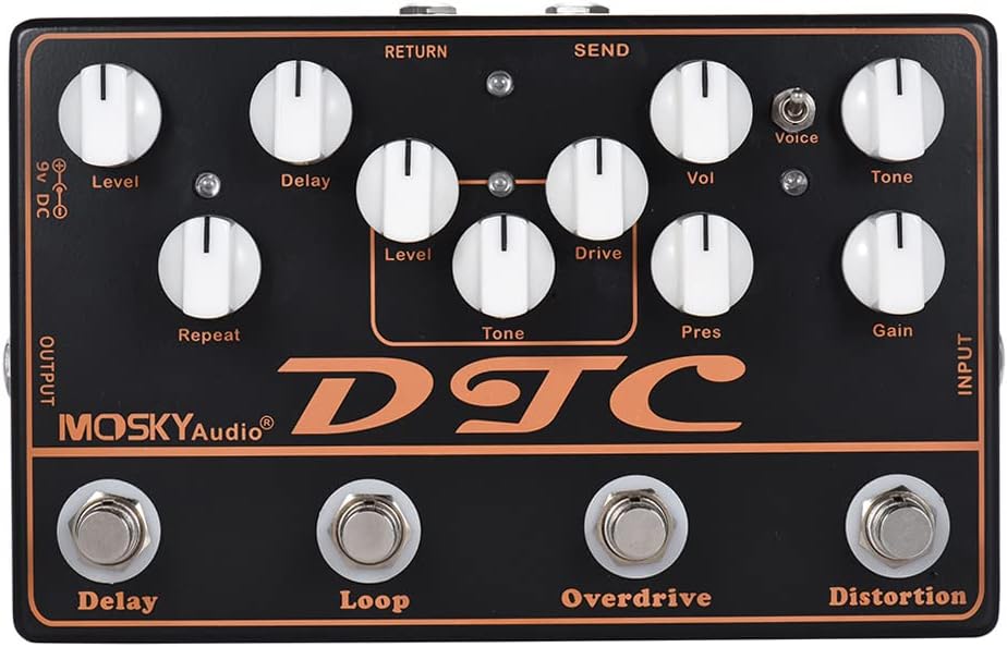 4-in-1 Electric Guitar Effects Pedal Distortion Overdrive Loop Delay M60559