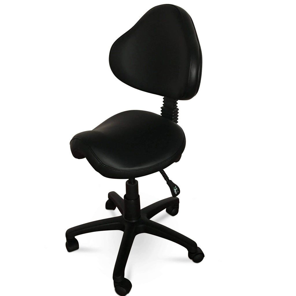 Rolling Saddle Stool with Adjustable Height and Backrest O46989