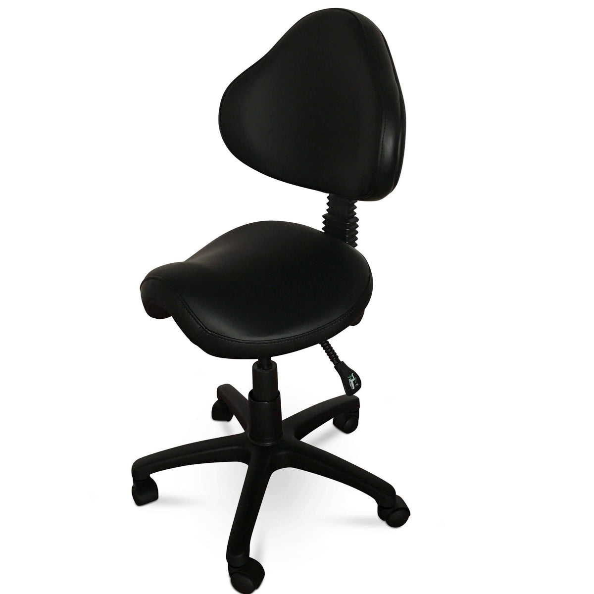 Rolling Saddle Stool with Adjustable Height and Backrest O46989