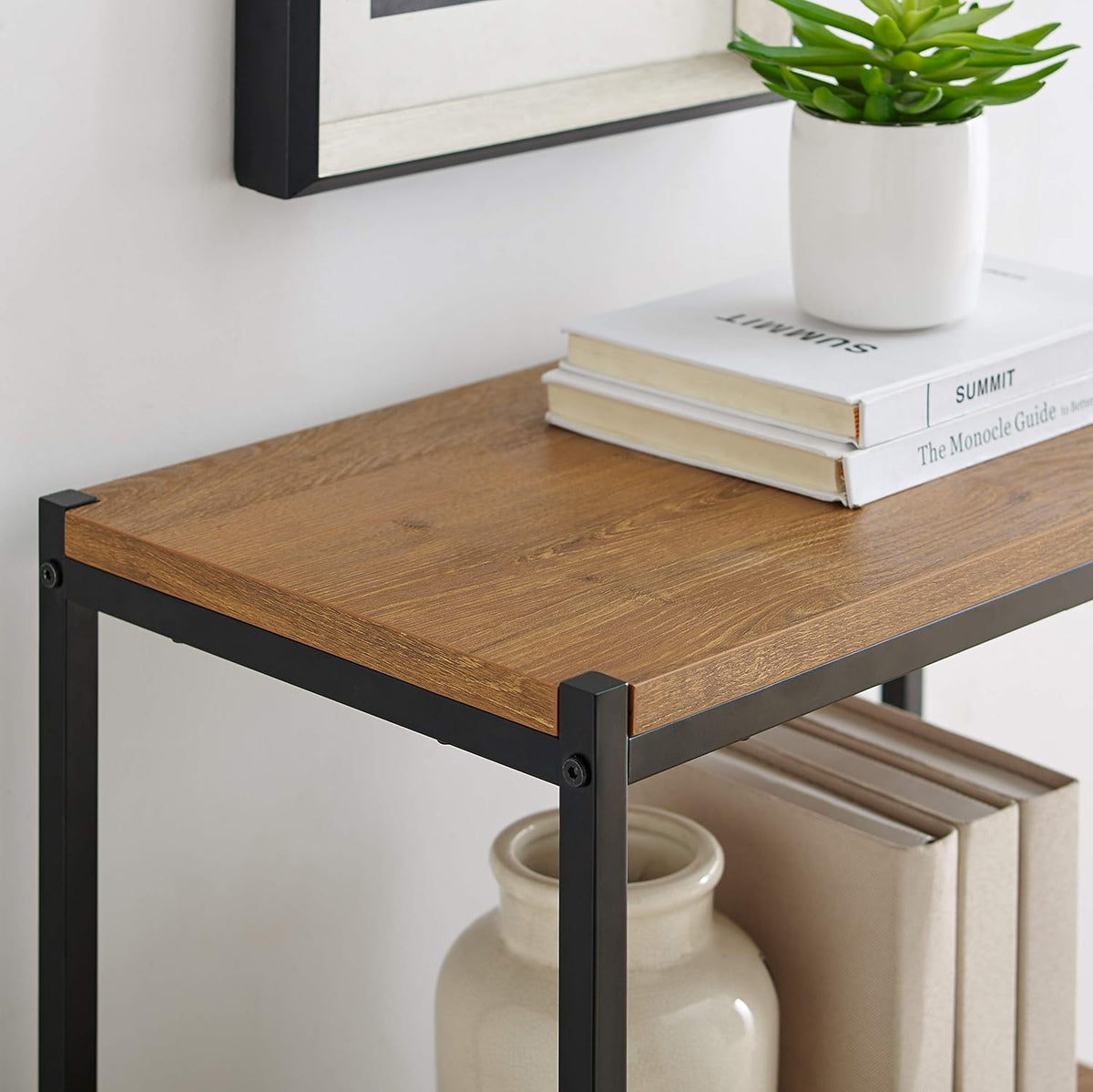 3 Tier Rustic Industrial Bookshelf with Open Shelves G903184