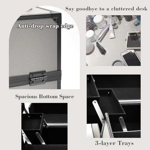 Large Black Portable Makeup Train Case R62455