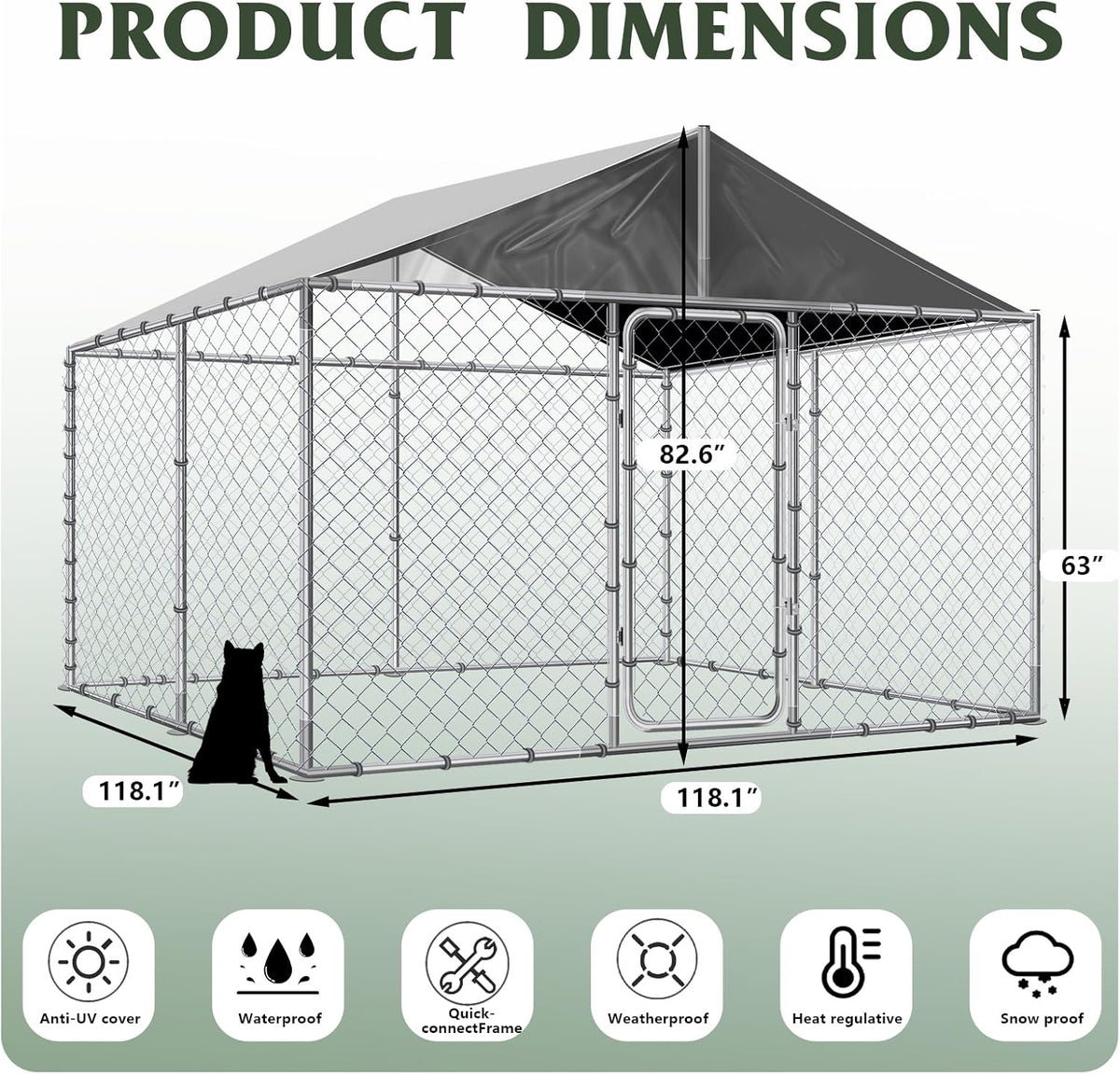 10x10x7FT Large Outdoor Dog Kennel with Roof B361071