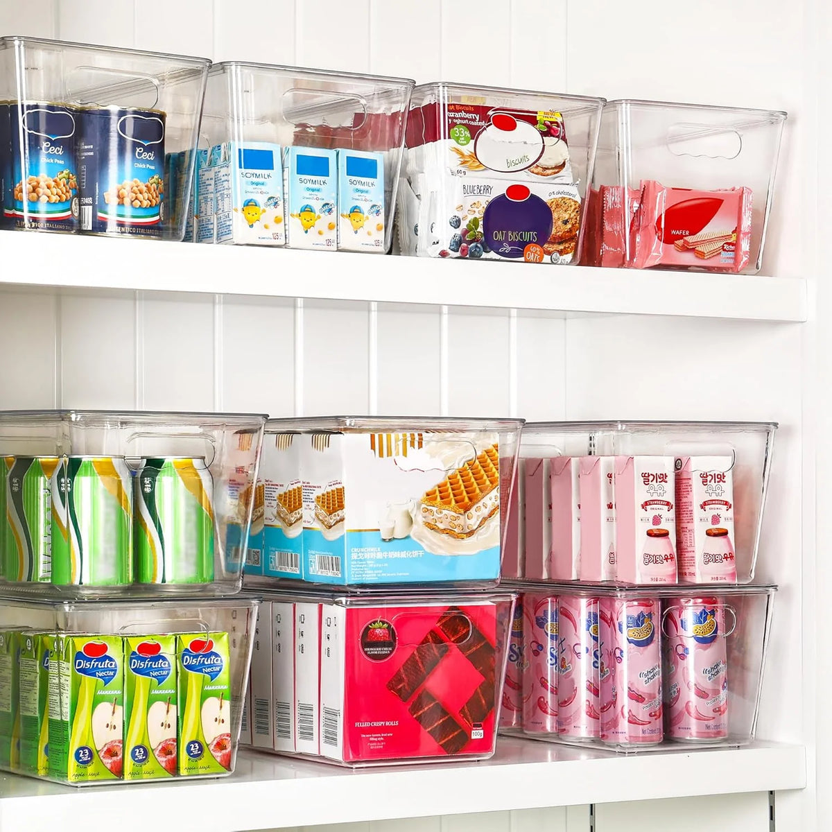 Clear Stackable Storage Bins with Lids, Large Plastic Containers with Handle S931