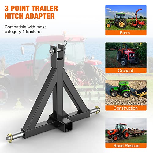 2" Orange Trailer Hitch Receiver for Category 1 Tractors E161