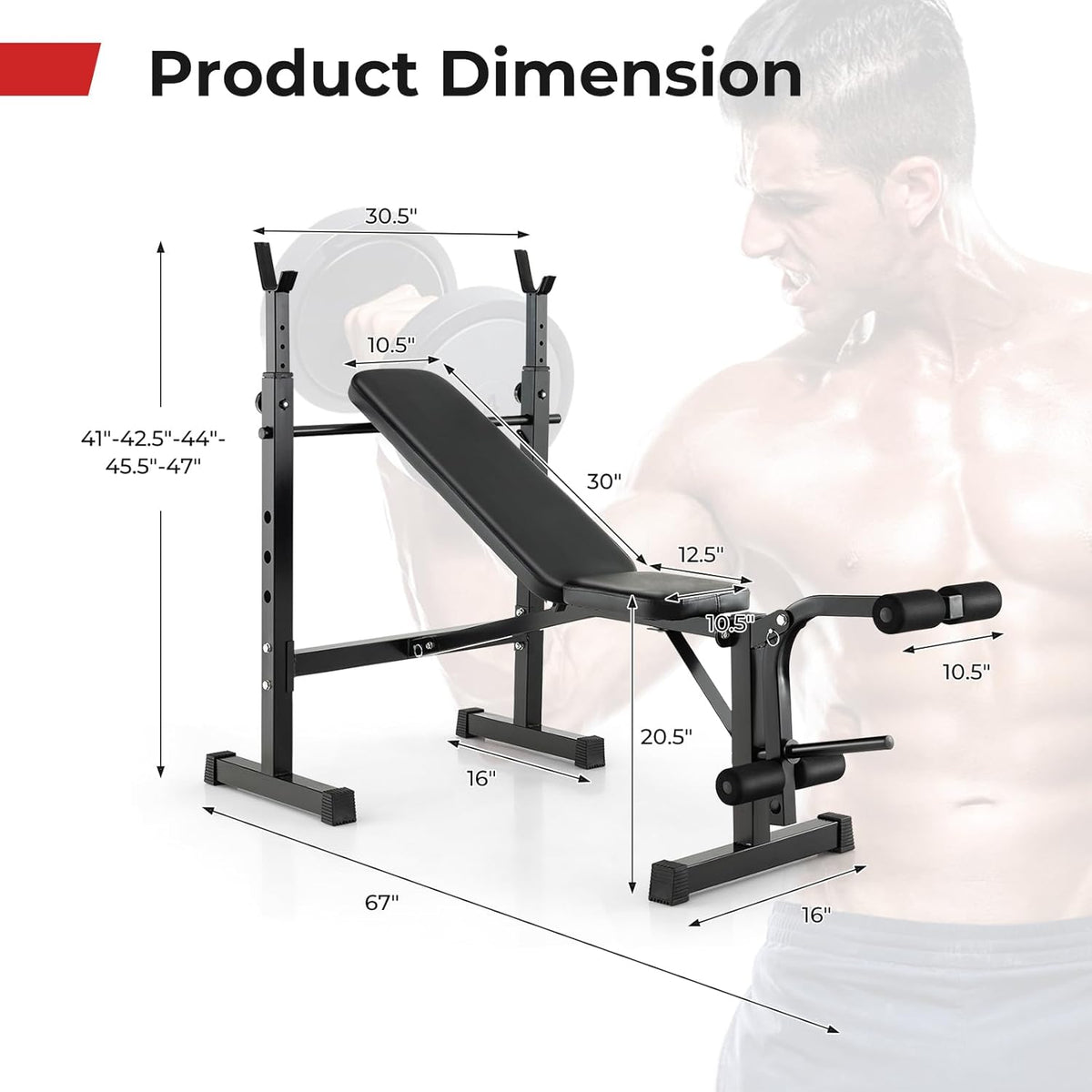 Adjustable Weight Bench with Squat Racks D996