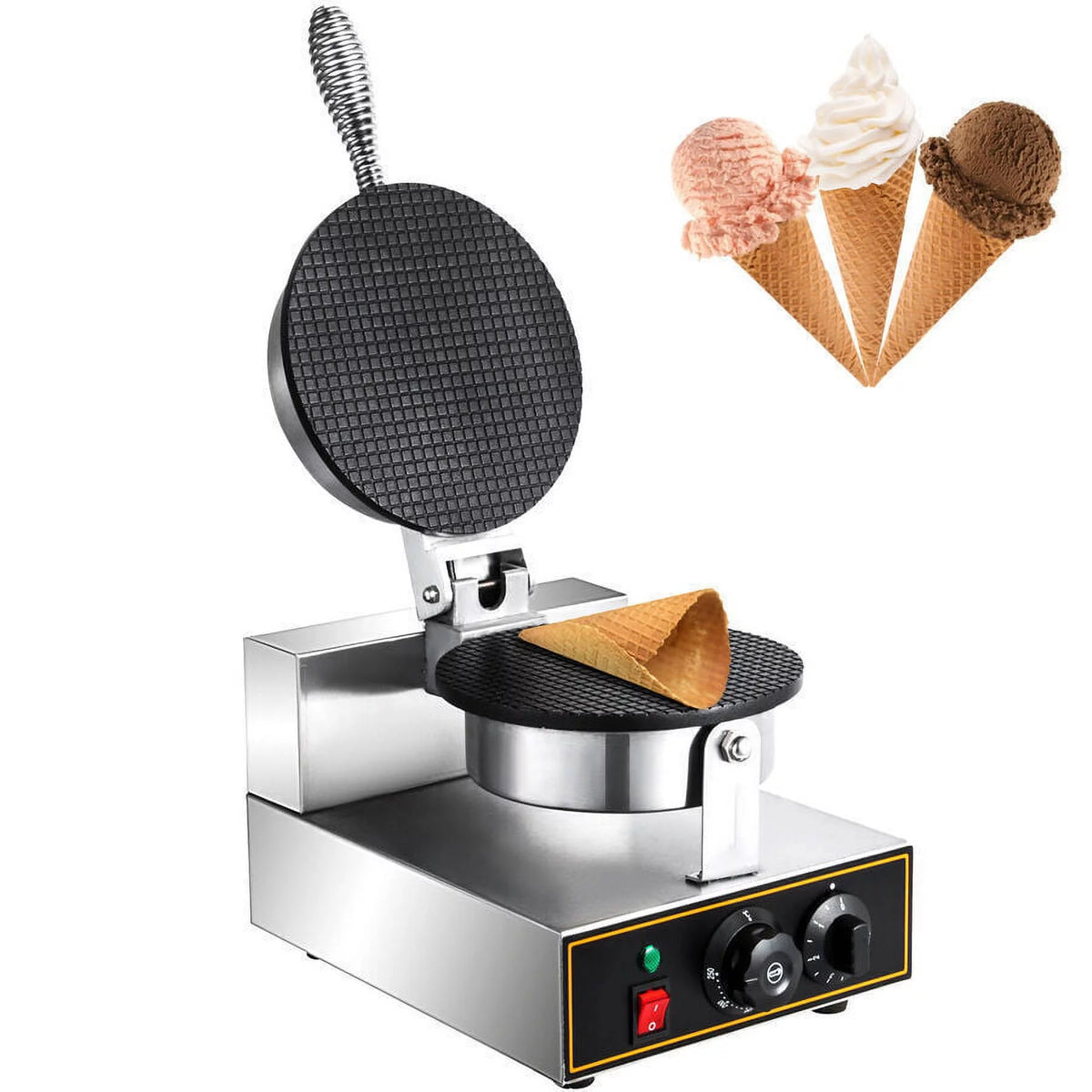 Commercial 110v Electric Nonstick Ice Cream Waffle Cone Baker Machine X6483