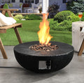 28 Round 30,000 BTU Auto-Ignition Propane Fire Pit Table with Cover and Lava Rock I791