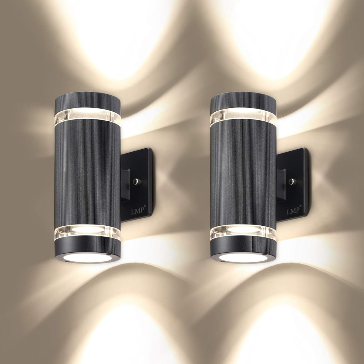 2 Pack LED Outdoor Wall Lights Aluminum Waterproof 3000k 5W I8949