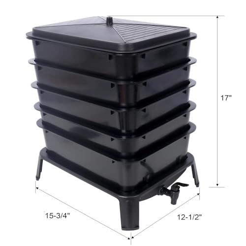 Black 4-Tray 20L Worm Composter Y841634