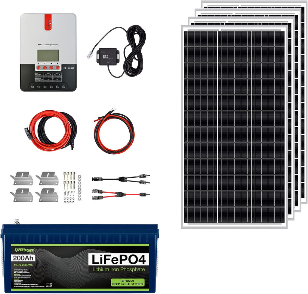 2.5KWH 12V LiFePO4 100Ah Solar Power Kit with 400W Mono Solar Panels, 30A MPPT Charge Controller, 3KW Pure Sine Wave Inverter S88952