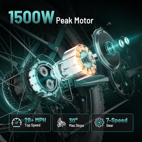 Electric Bike with 1500W Peak Motor, 48V 15Ah Battery, 26'' x 4'' Fat Tire R72195