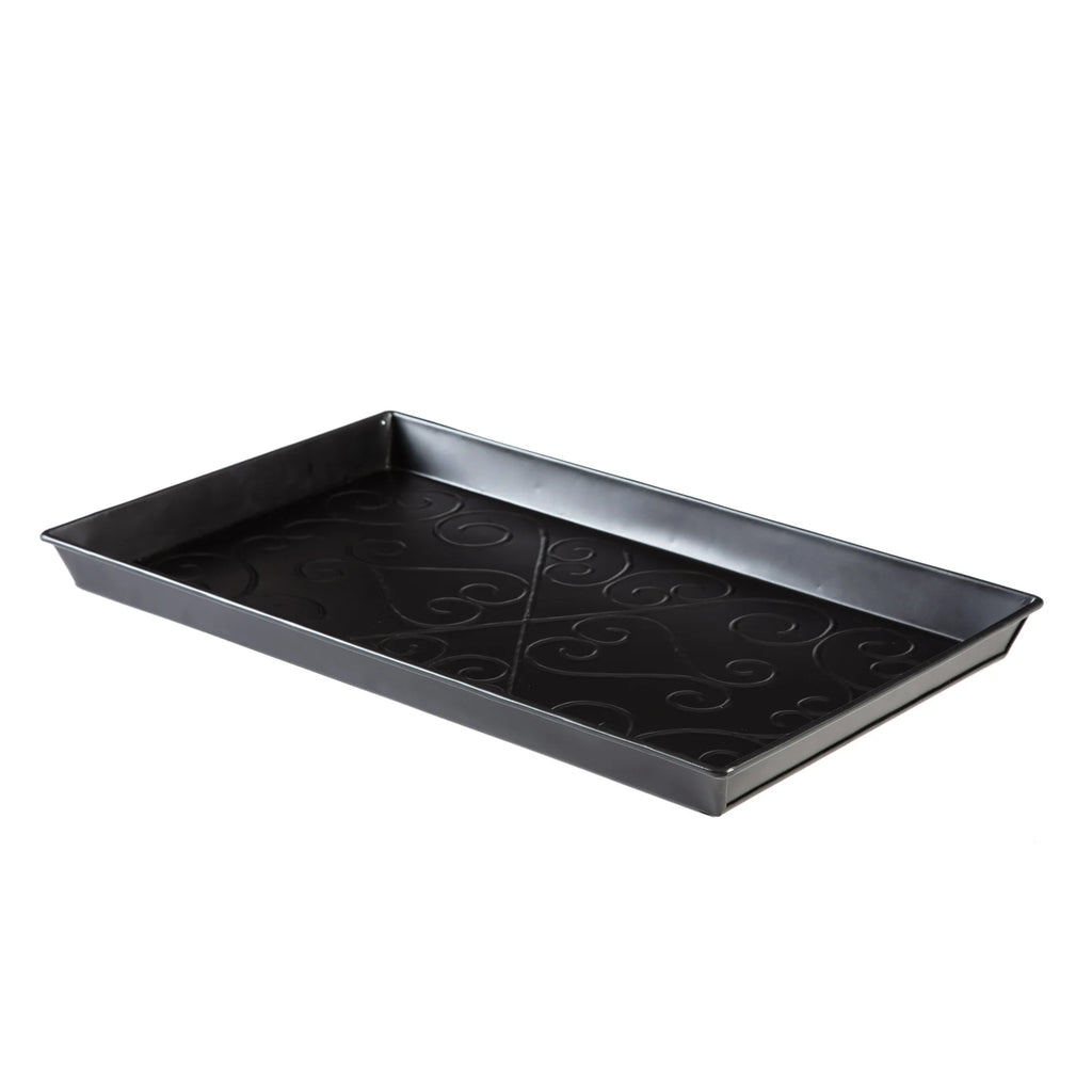 Black Metal Boot Tray with Coir Insert O26948