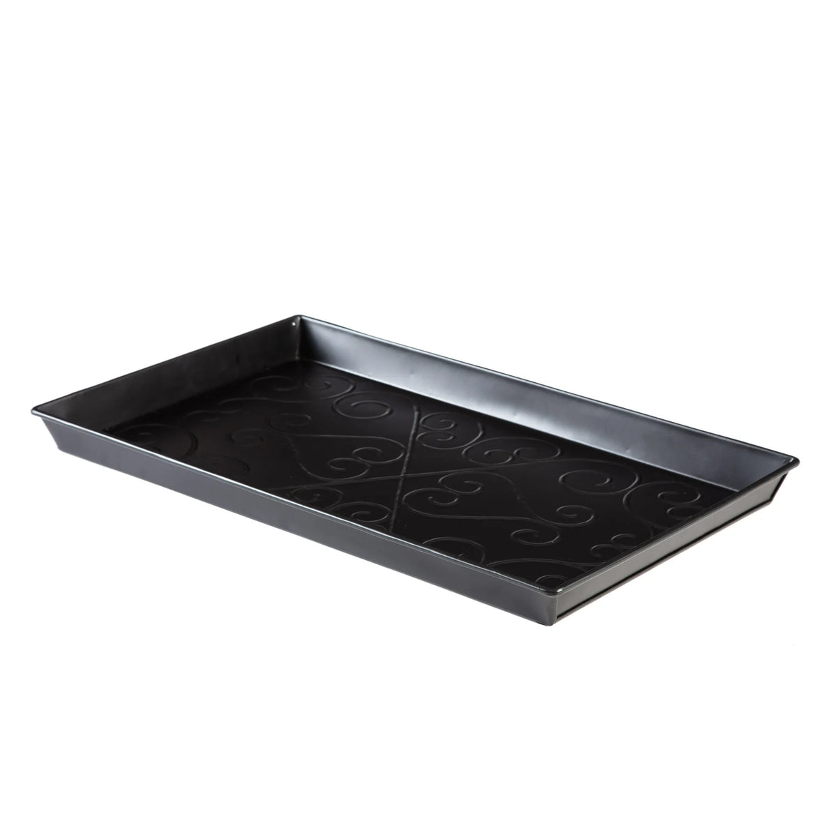 Black Metal Boot Tray with Coir Insert O26948