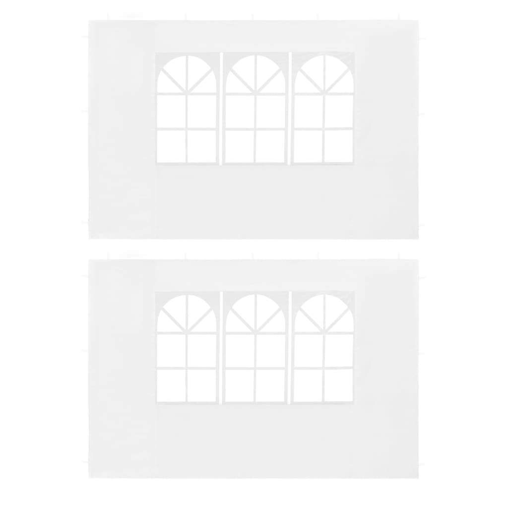 Party Tent Sidewall 2 pcs with Window PE White L9976